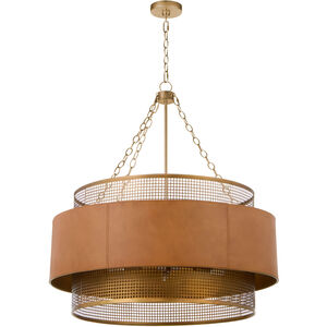 Newcomb 6 Light 31.75 inch Aged Brass and Brown Chandelier Ceiling Light