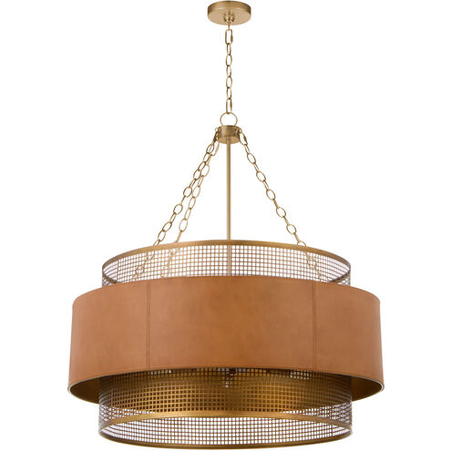 Newcomb 6 Light 31.75 inch Aged Brass and Brown Chandelier Ceiling Light