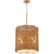 Boracay 4 Light 20.5 inch Natural Cane and Antique Brass Pendant Ceiling Light