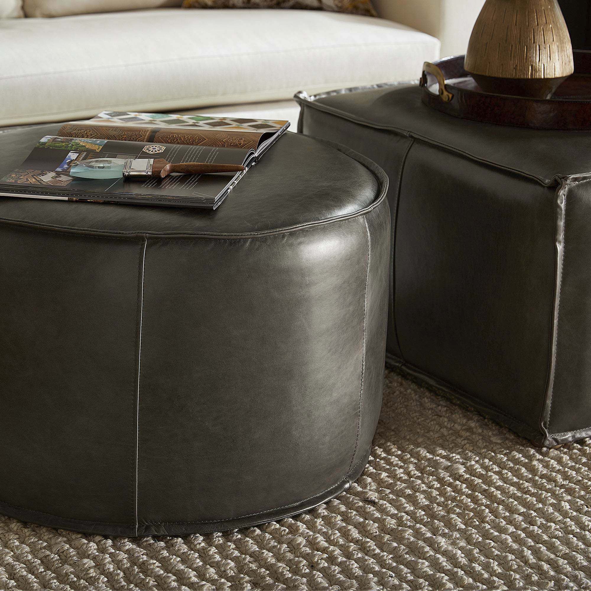 Lusso 20 inch Grey Pouf