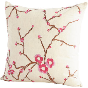 Ella 18 X 18 inch Pink/White Pillow Cover
