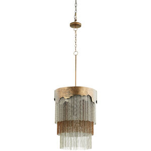 New World 3 Light 18 inch Silver and Bronze Pendant Ceiling Light