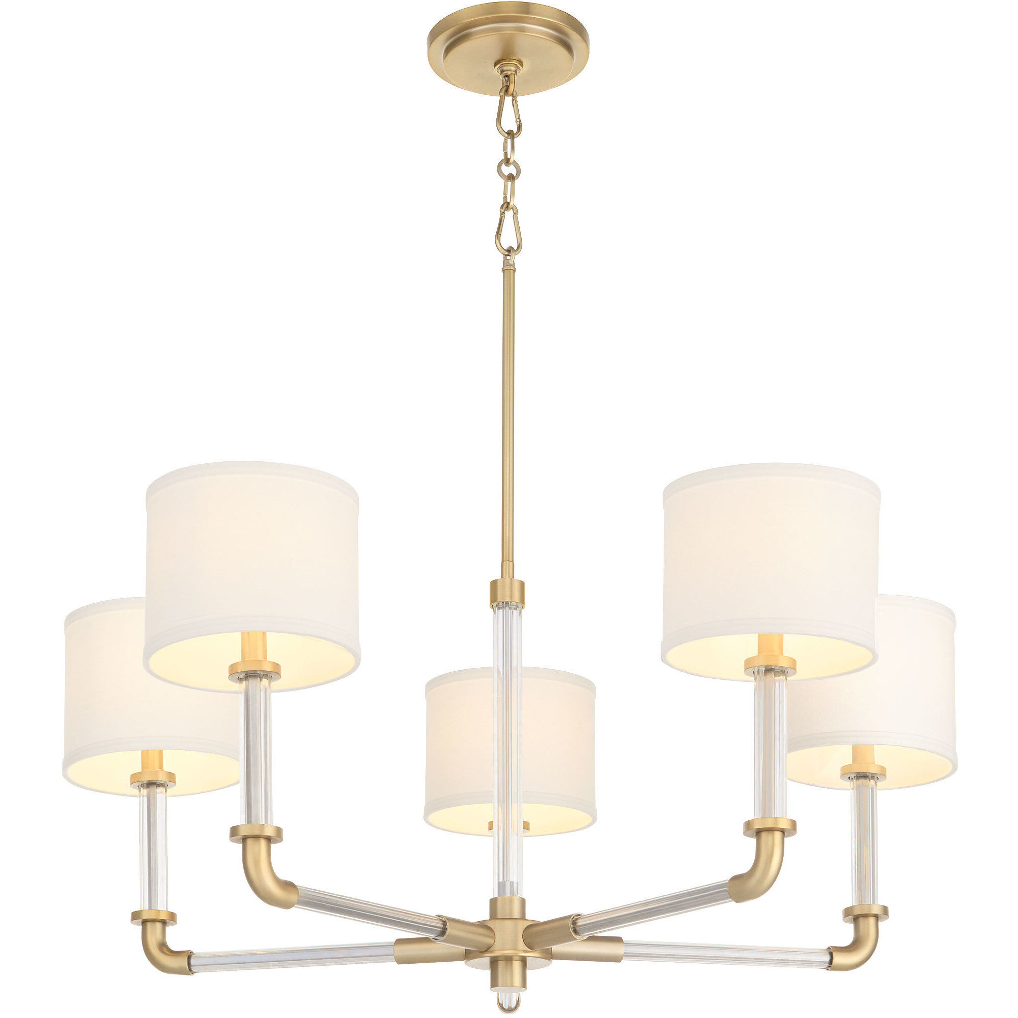 Hightower 5 Light 35.25 inch Clear and Aged Brass Chandelier Ceiling Light