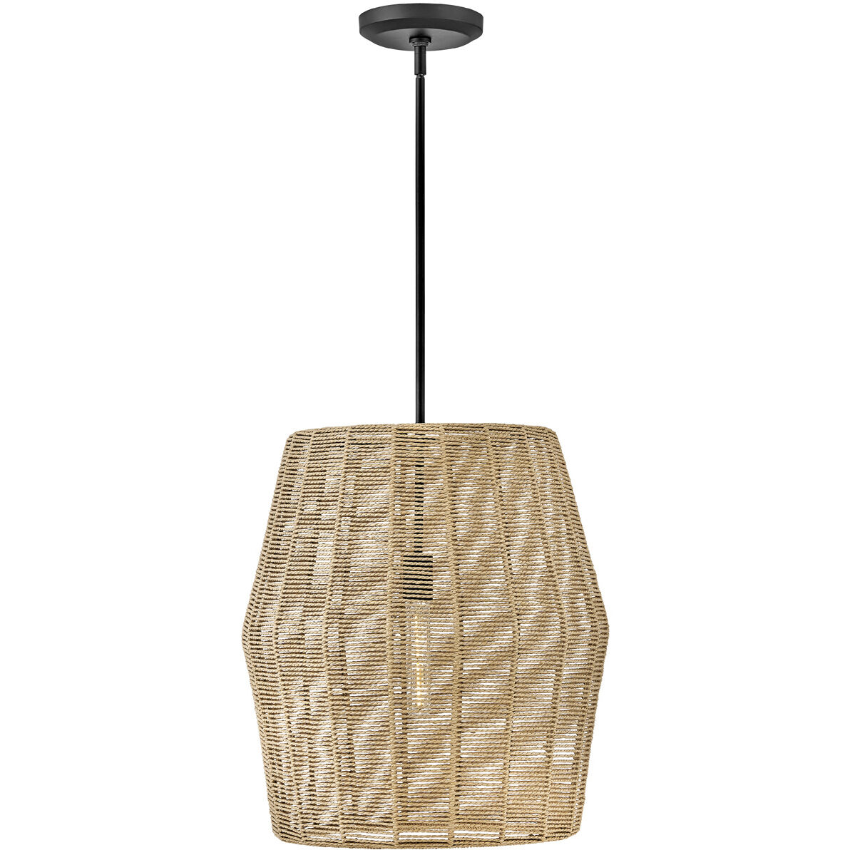 Lisa McDennon Luca 1 Light 20 inch Black Indoor Pendant Ceiling Light in Black / Camel Rattan, Convertible