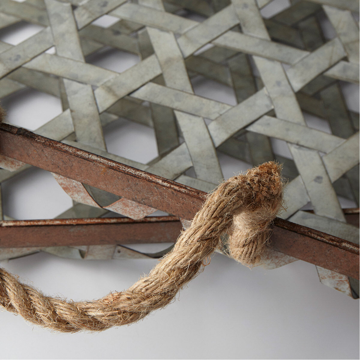 Prismo Galvanized And Jute Trays, Set of 2