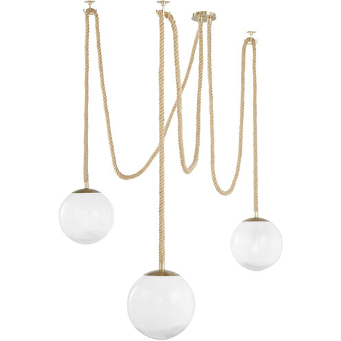 Rockport 3 Light 12 inch Aged Brass and Brown Pendant Ceiling Light
