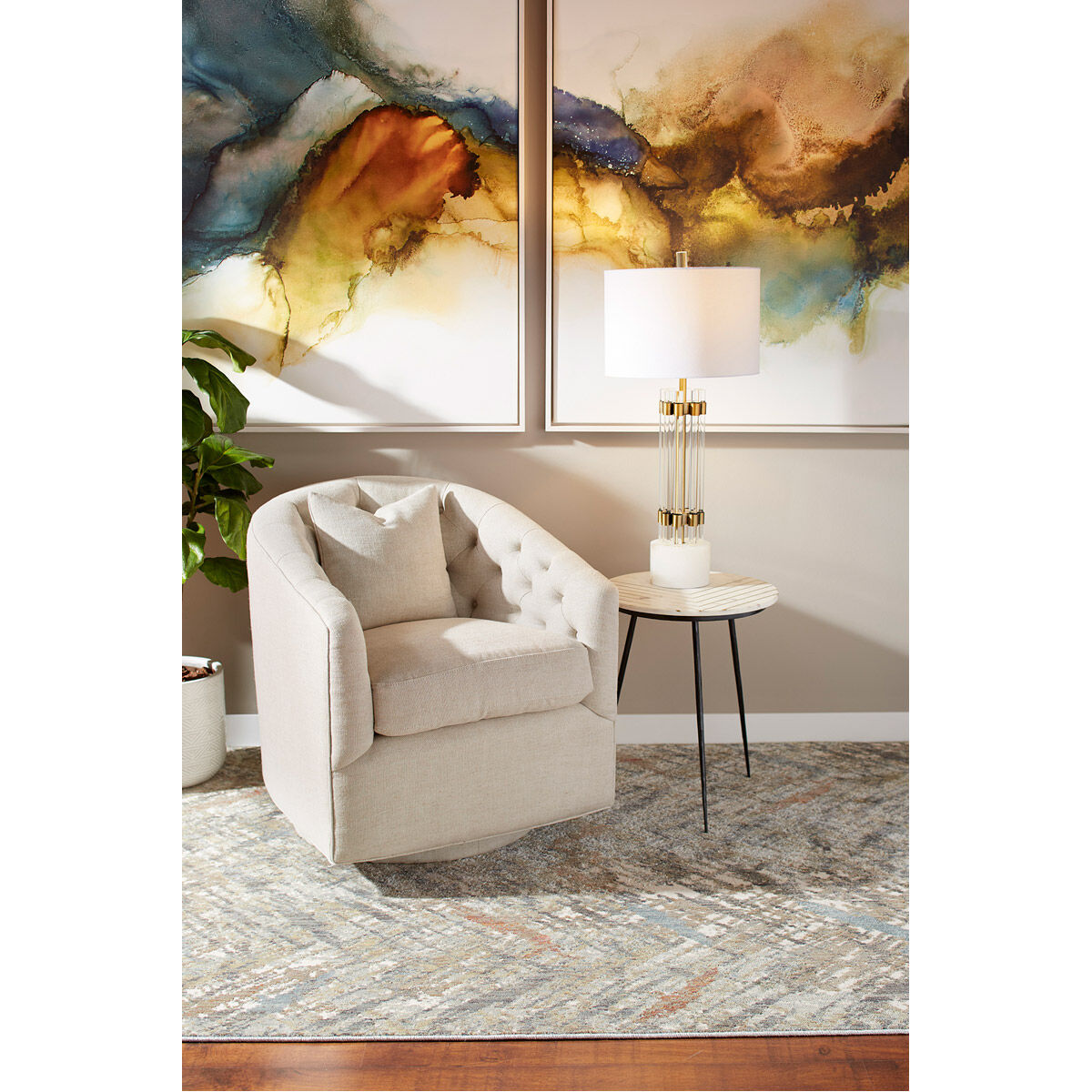 Kerberos 33 inch 100.00 watt Brass Table Lamp Portable Light