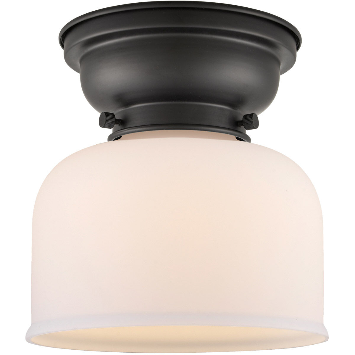 Aditi Large Bell 1 Light 8 inch Matte Black Flush Mount Ceiling Light in Matte White Glass, Aditi