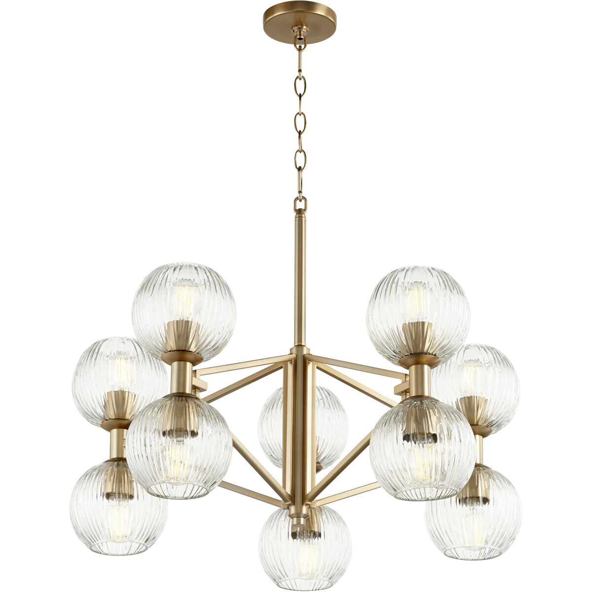 Helios 10 Light 29 inch Aged Brass Chandelier Ceiling Light