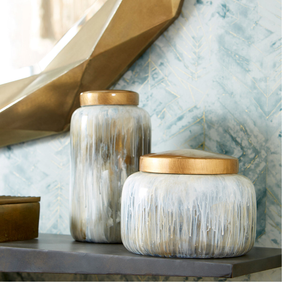 Spirit Drip Olive Glaze Container