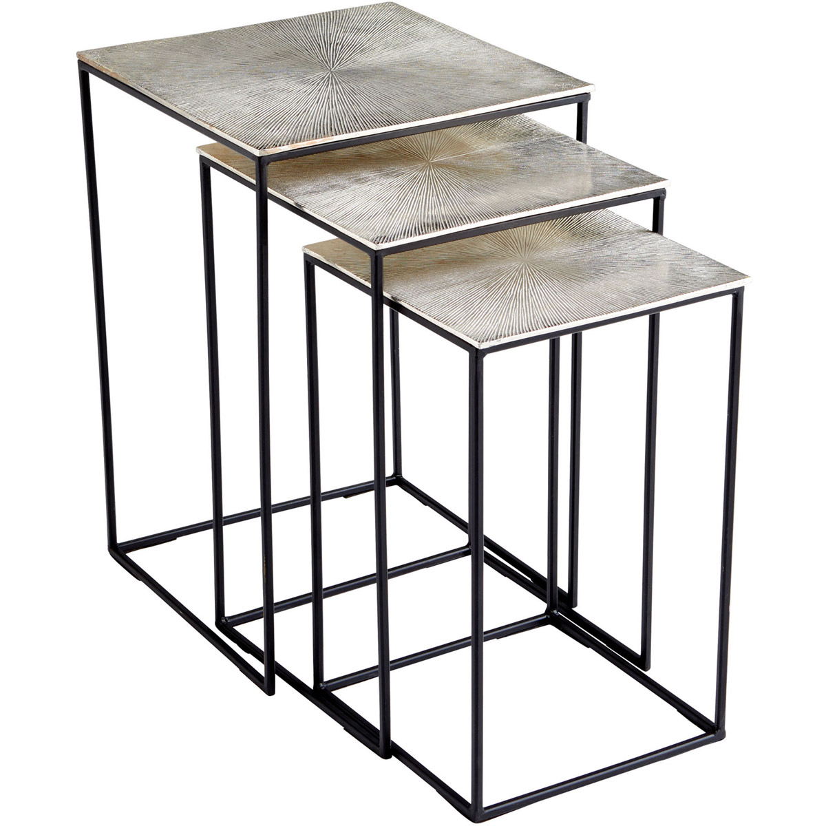 Irvine 24.25 X 15.75 inch Raw Nickel And Black Nesting Tables, Set of 3