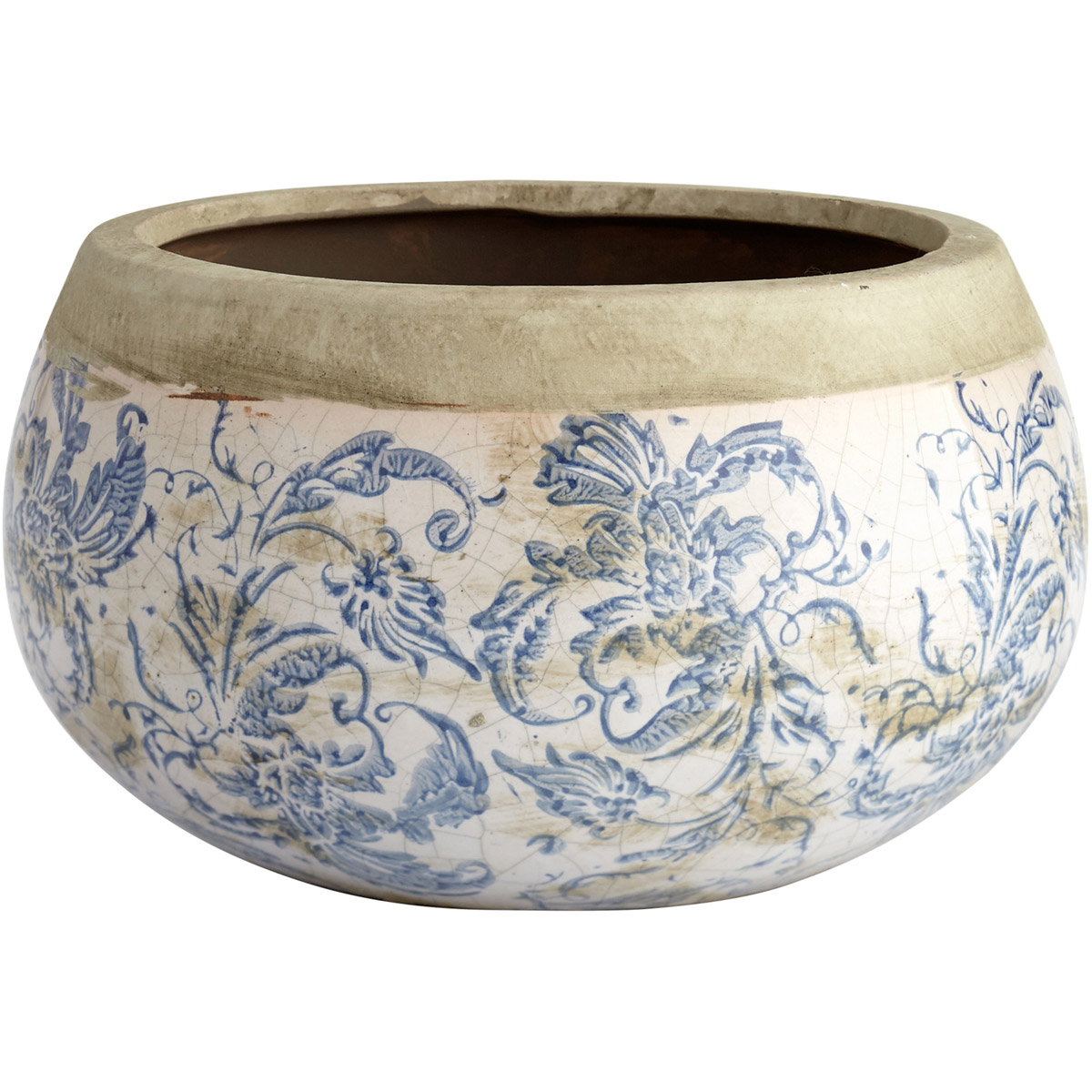 Isela Blue And White Planter, Medium