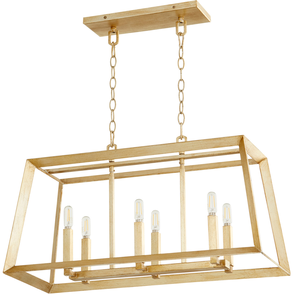 Hyperion 6 Light 28.5 inch Aged Silver Leaf Island Light Ceiling Light