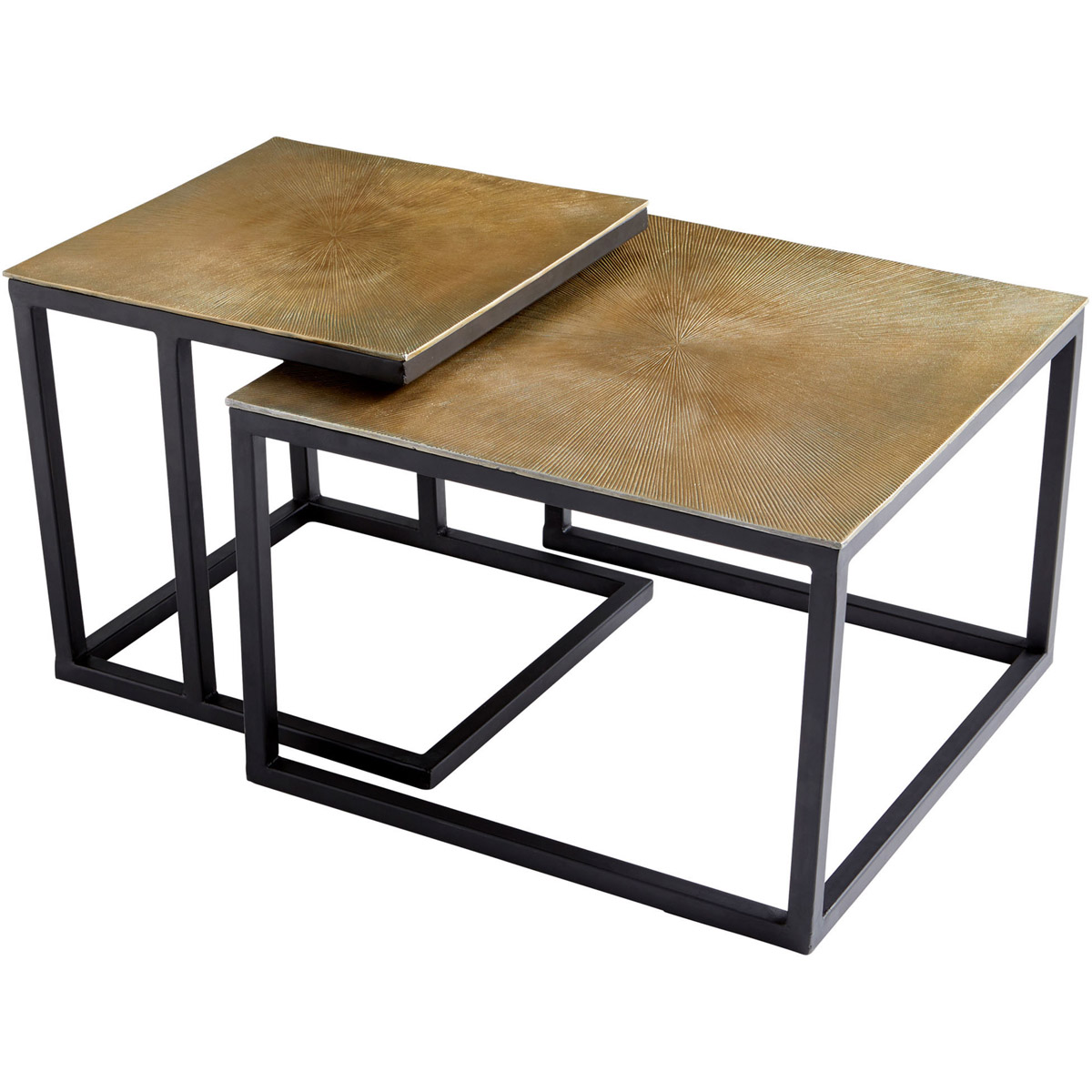 Arca 24.25 X 24.25 inch Black And Brass Nesting Tables, Set of 2