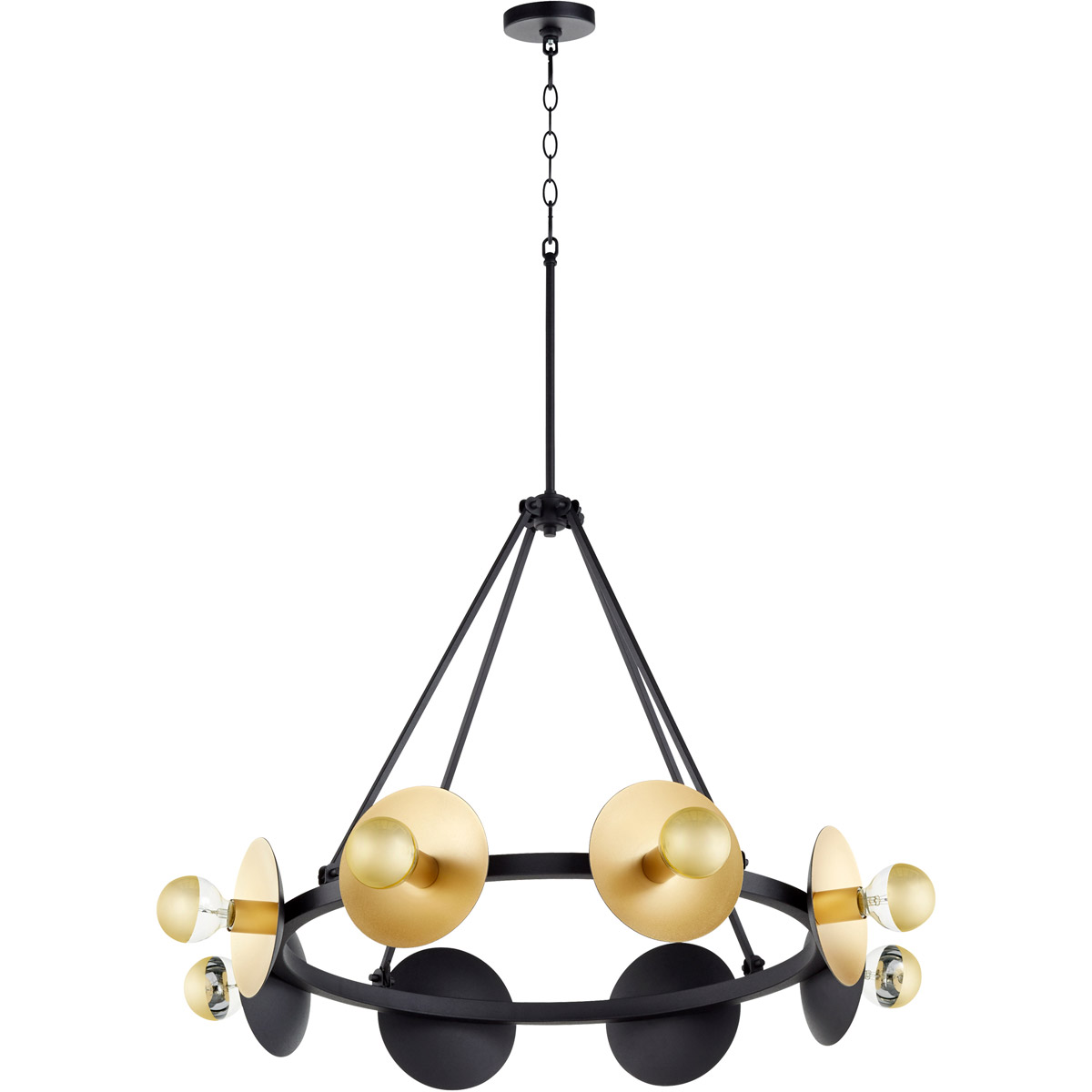 Artemis 8 Light 31.5 inch Noir and Gold Leaf Chandelier Ceiling Light