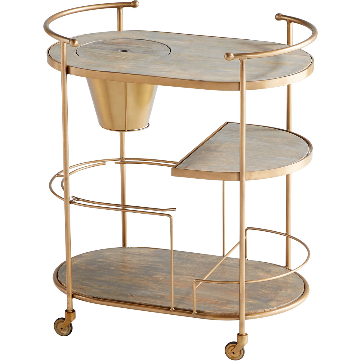 Barcraft Antique Brass Bar Cart