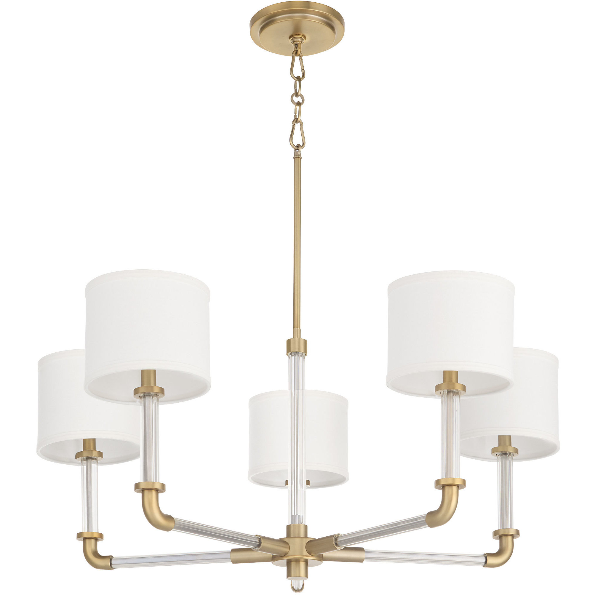 Hightower 5 Light 35.25 inch Clear and Aged Brass Chandelier Ceiling Light