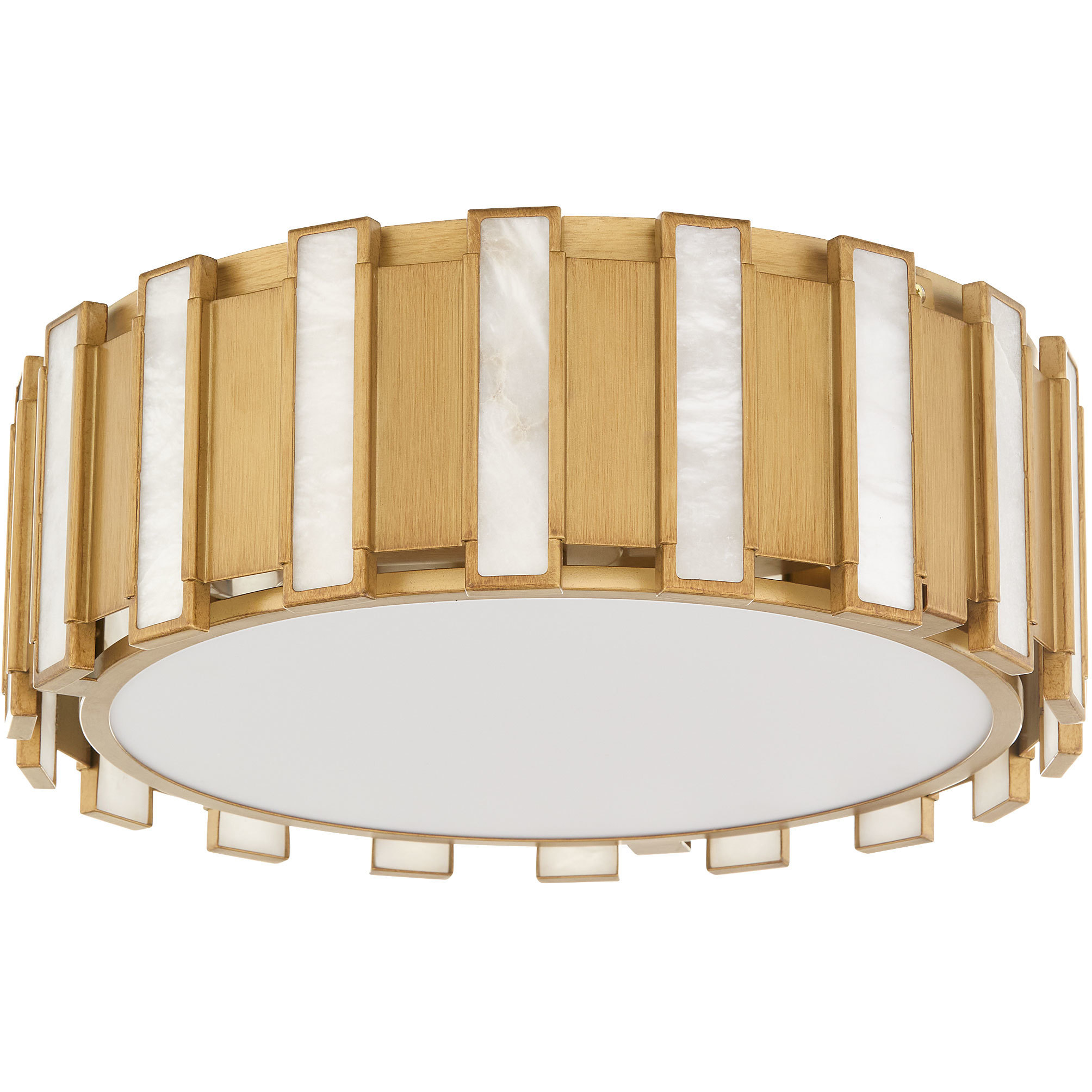 Volterra 4 Light 22 inch Aged Brass Flush Mount Ceiling Light