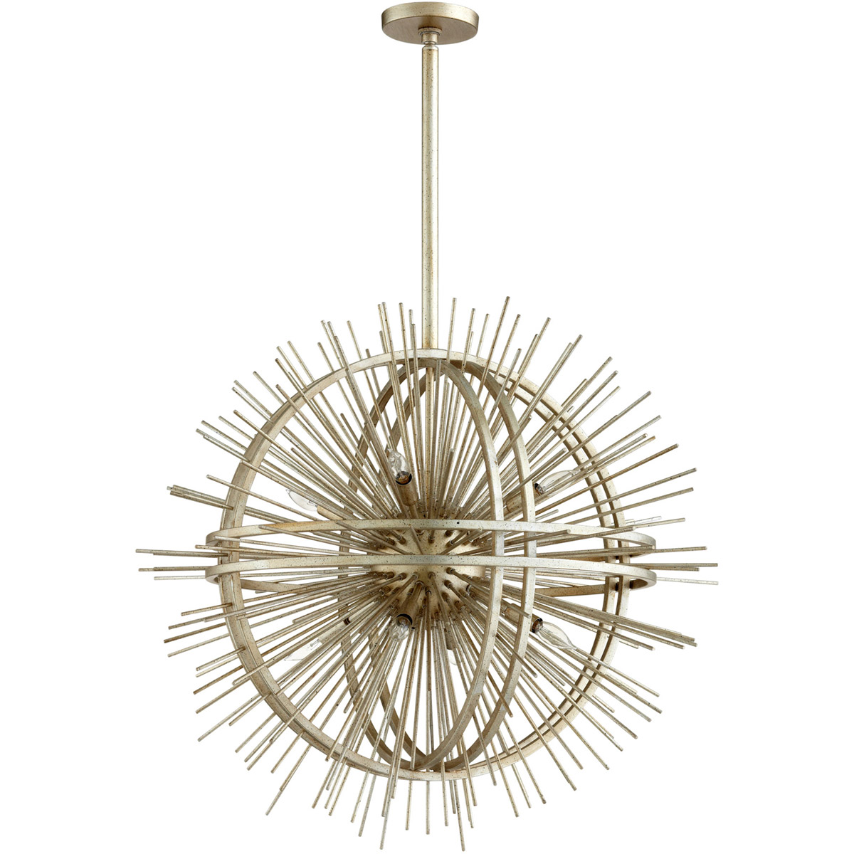 Saturn 8 Light 35 inch Silver Leaf Pendant Ceiling Light