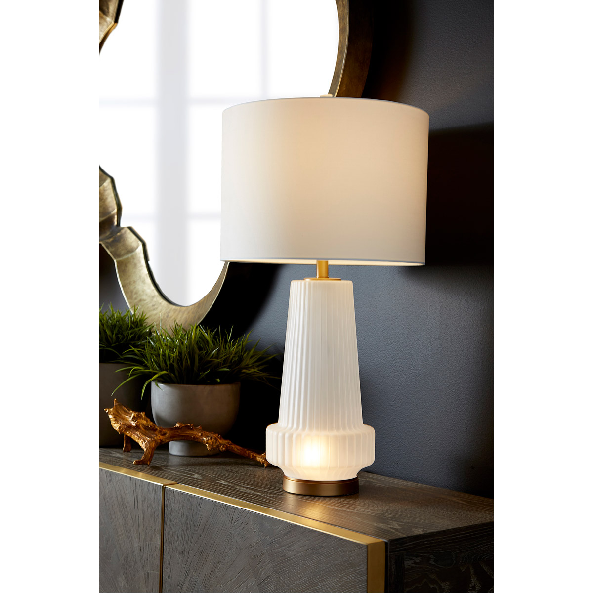 Mila 33 inch 100 watt Aged Brass Table Lamp Portable Light