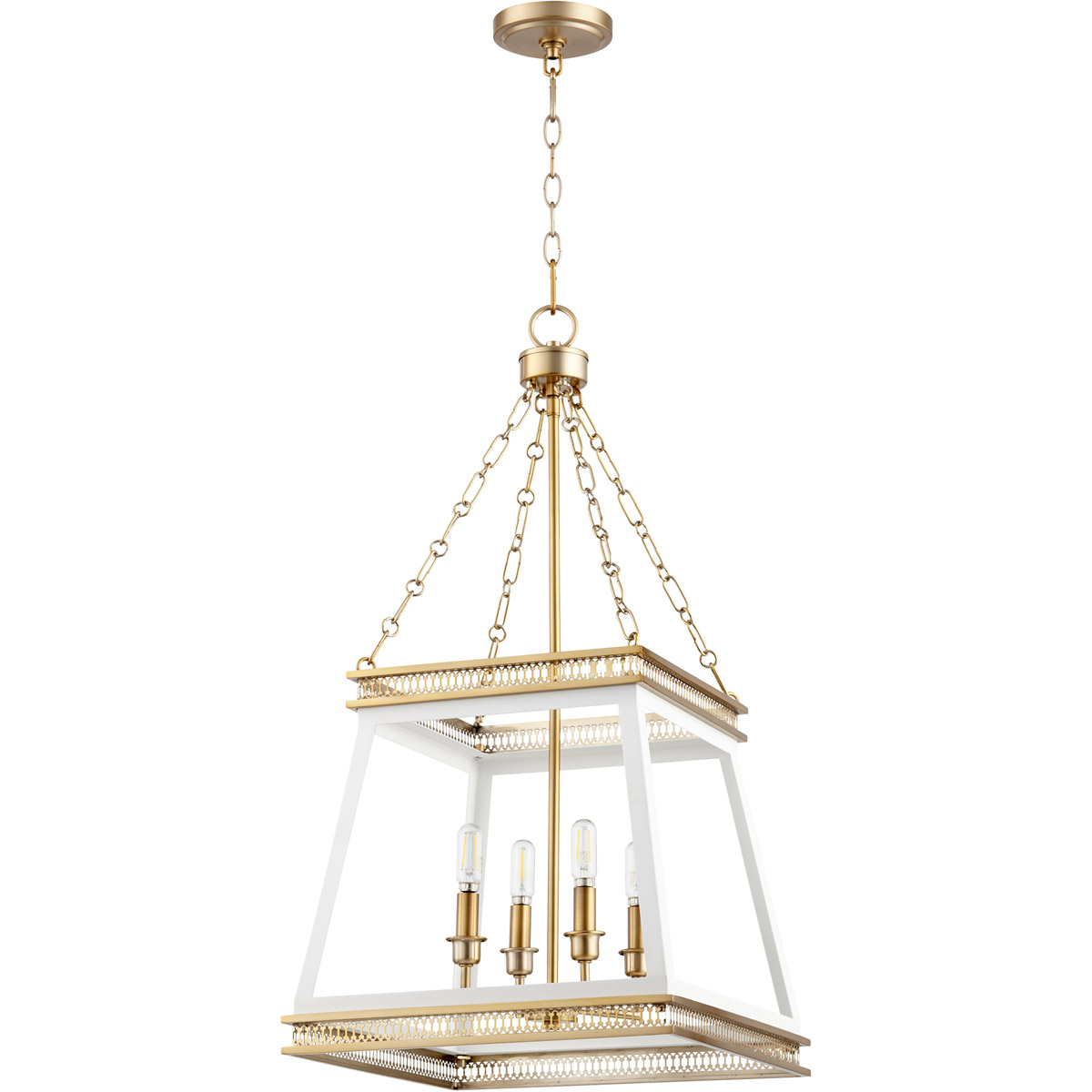 Gerard 4 Light 15.5 inch White And Aged Brass Pendant Ceiling Light