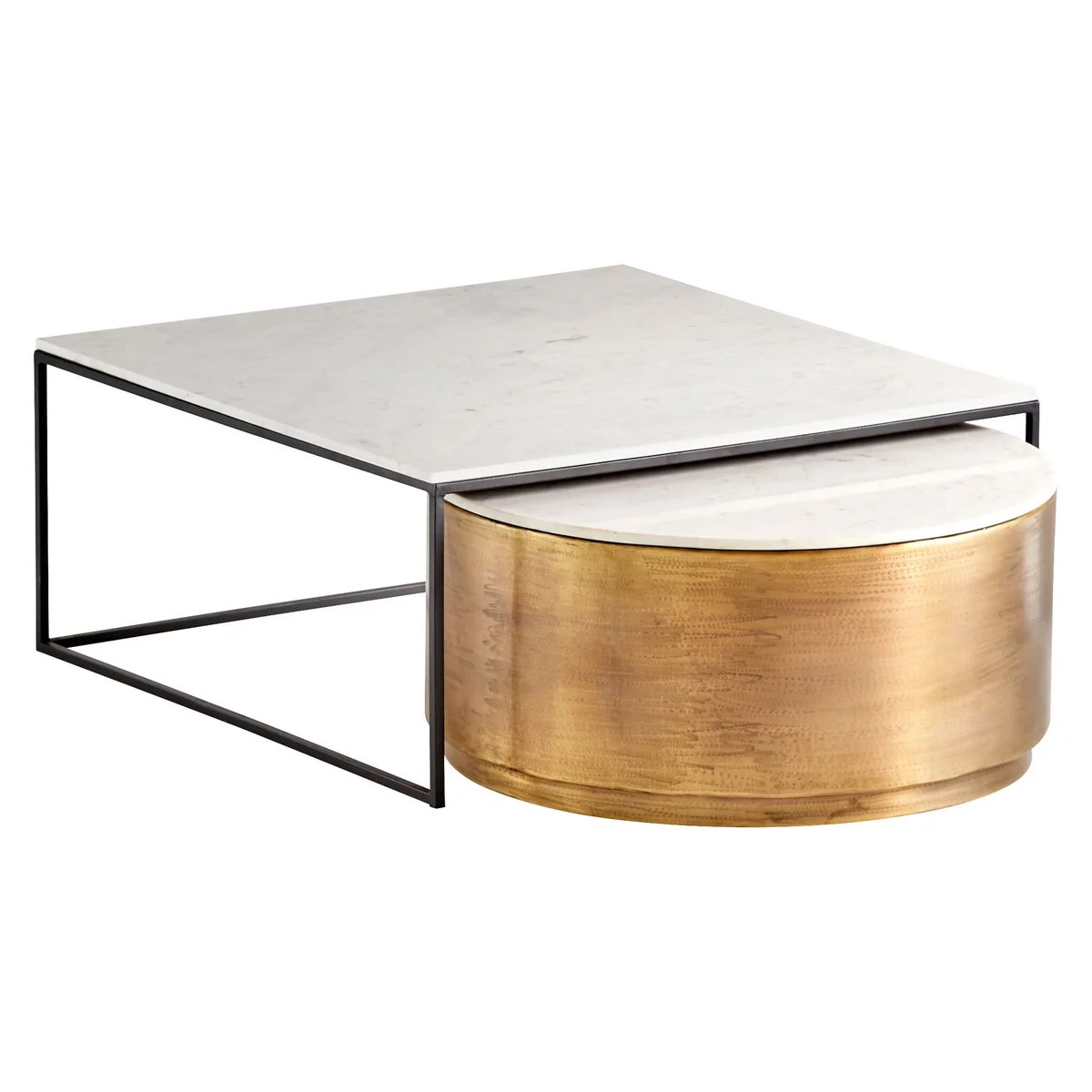 Nessman 39.5 X 39.5 inch Bronze and Black Nesting Tables, Set of 2