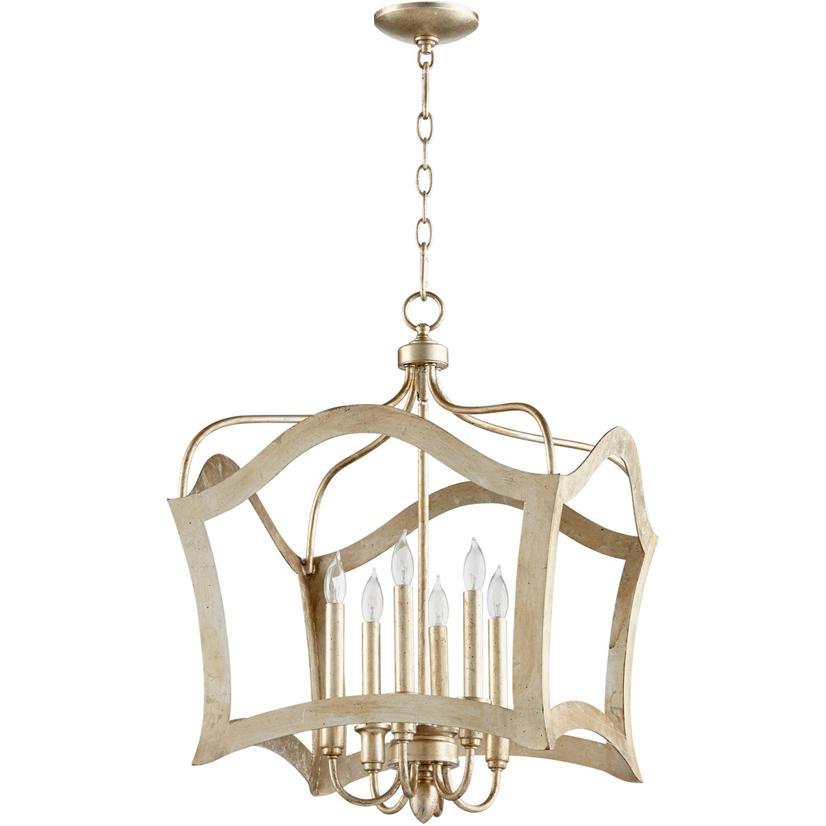 Milan 6 Light 20 inch Aged Silver Leaf Pendant Ceiling Light
