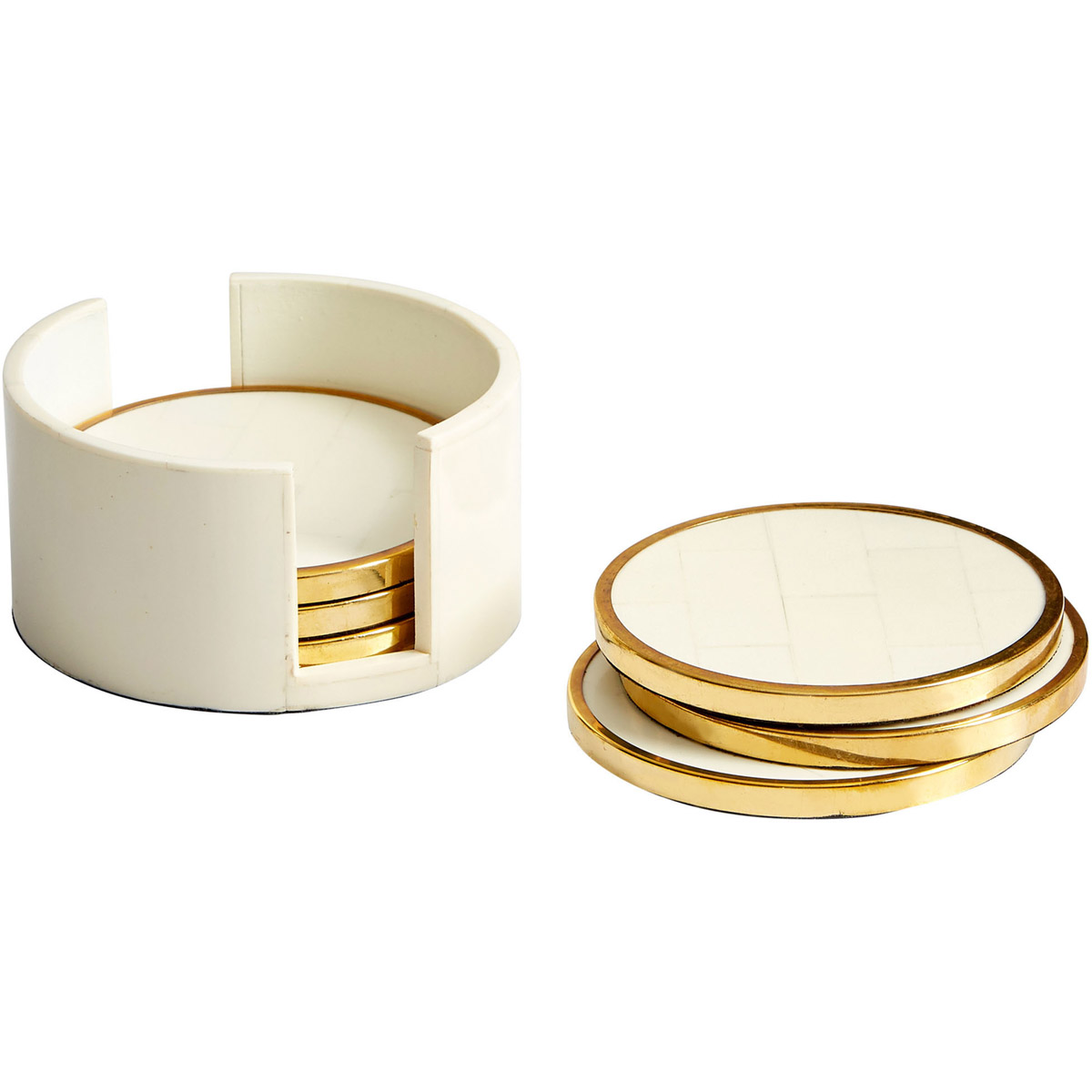 Gatsby Brass And White Coasters, Set of 7