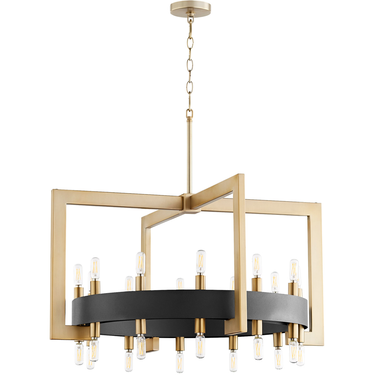 Archibald 24 Light 32 inch Noir and Aged Brass Chandelier Ceiling Light