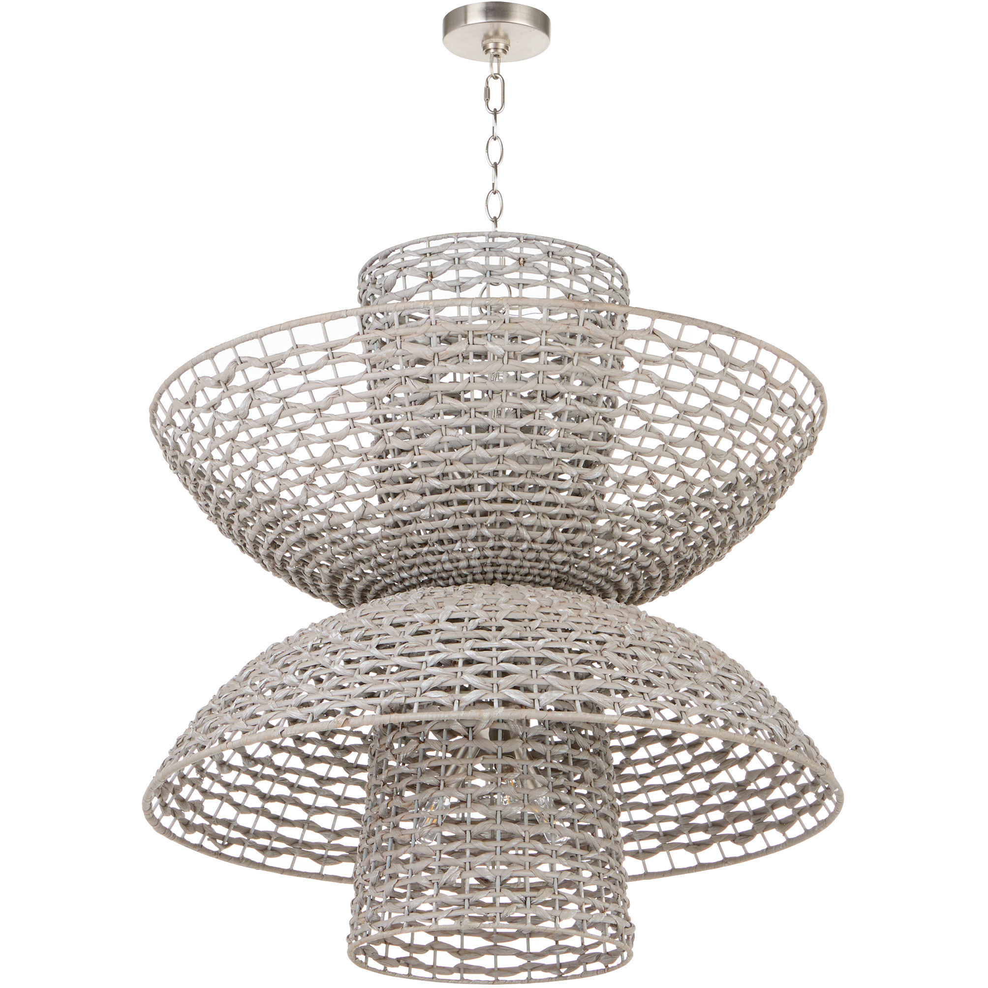 Masasa 6 Light 33 inch Pale Grey and Nickel Chandelier Ceiling Light
