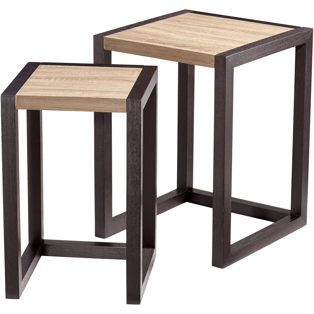 Becket 23.5 X 18 inch Oak Veneer & Black Veneer Nesting Tables